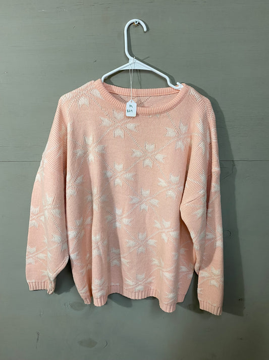 Pink and White Knit Sweater Size M