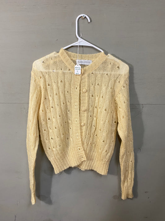 Valerie Stevens Cream Knit Button Sweater Size S