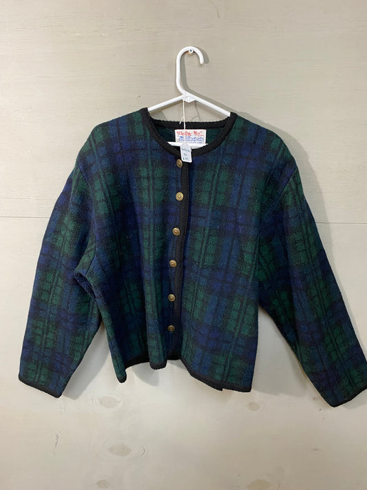 Tally-Ho Wool Green Plaid Sweater Size XL