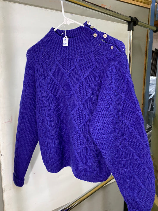 Talbots Blue Wool Knit Sweater Size M
