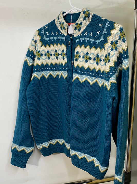 Viking Knit Wool Button Sweater Size M