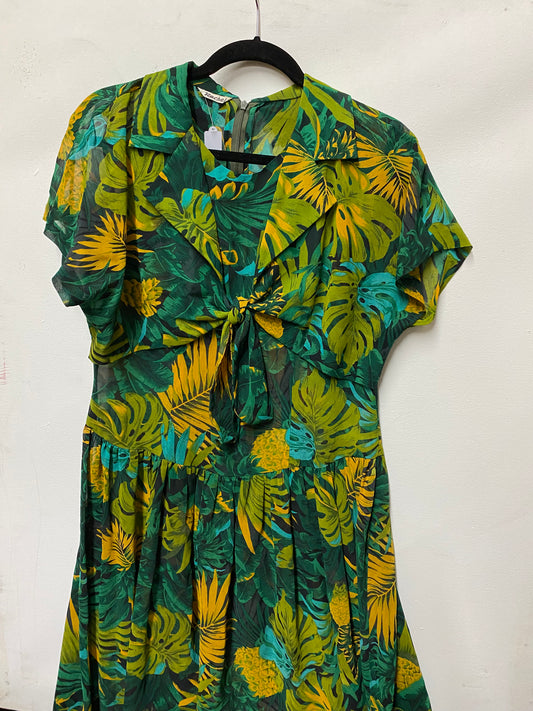 Rachel Green Tropical Sheer Chiffon Dress Size L