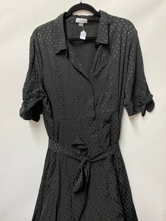 Calvin Klein Black Polka Dot Maxi Dress with Belt Size 16
