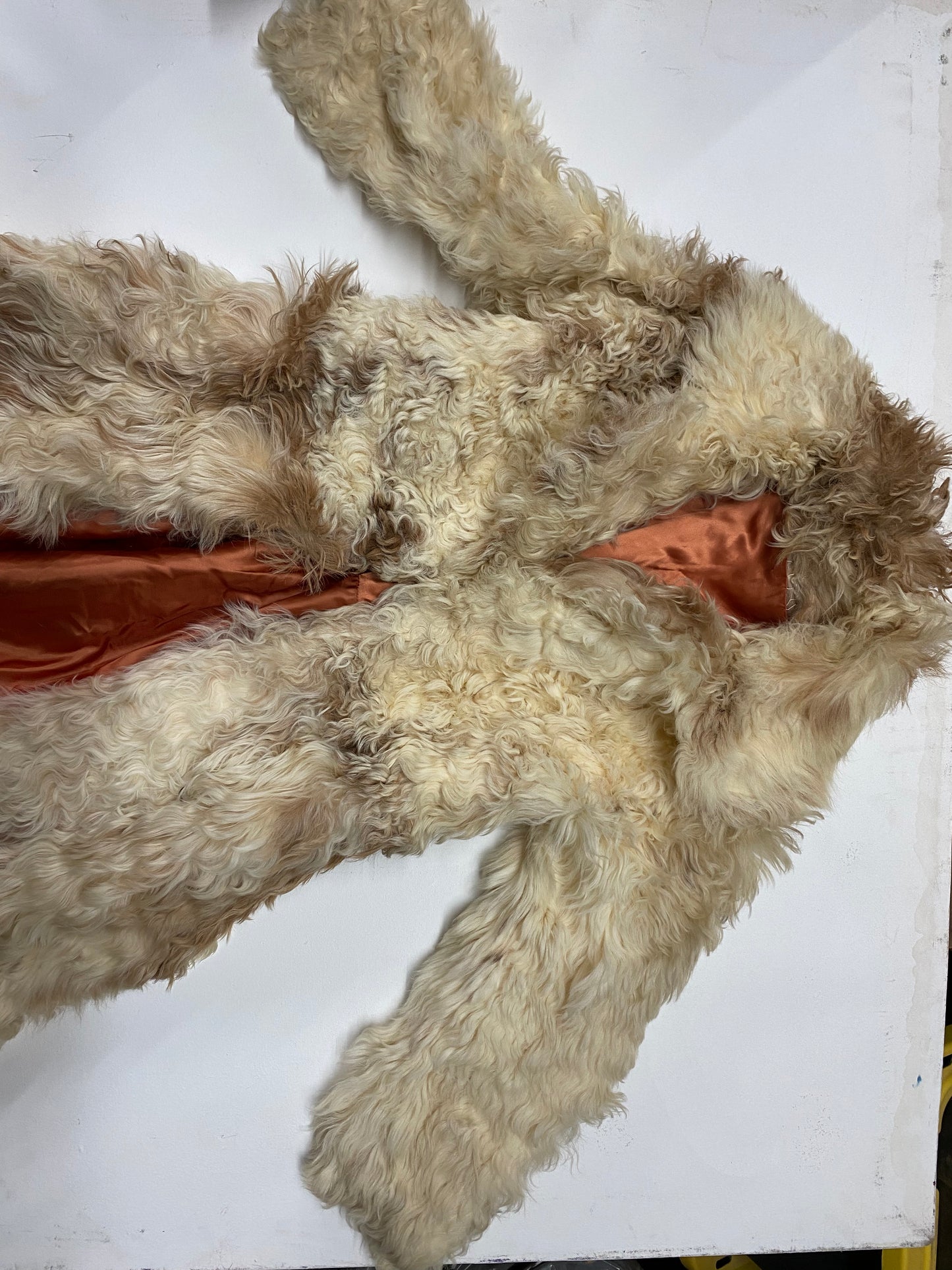 Mongolian Lamb Curly Fur Coat with Belt Size L/XL