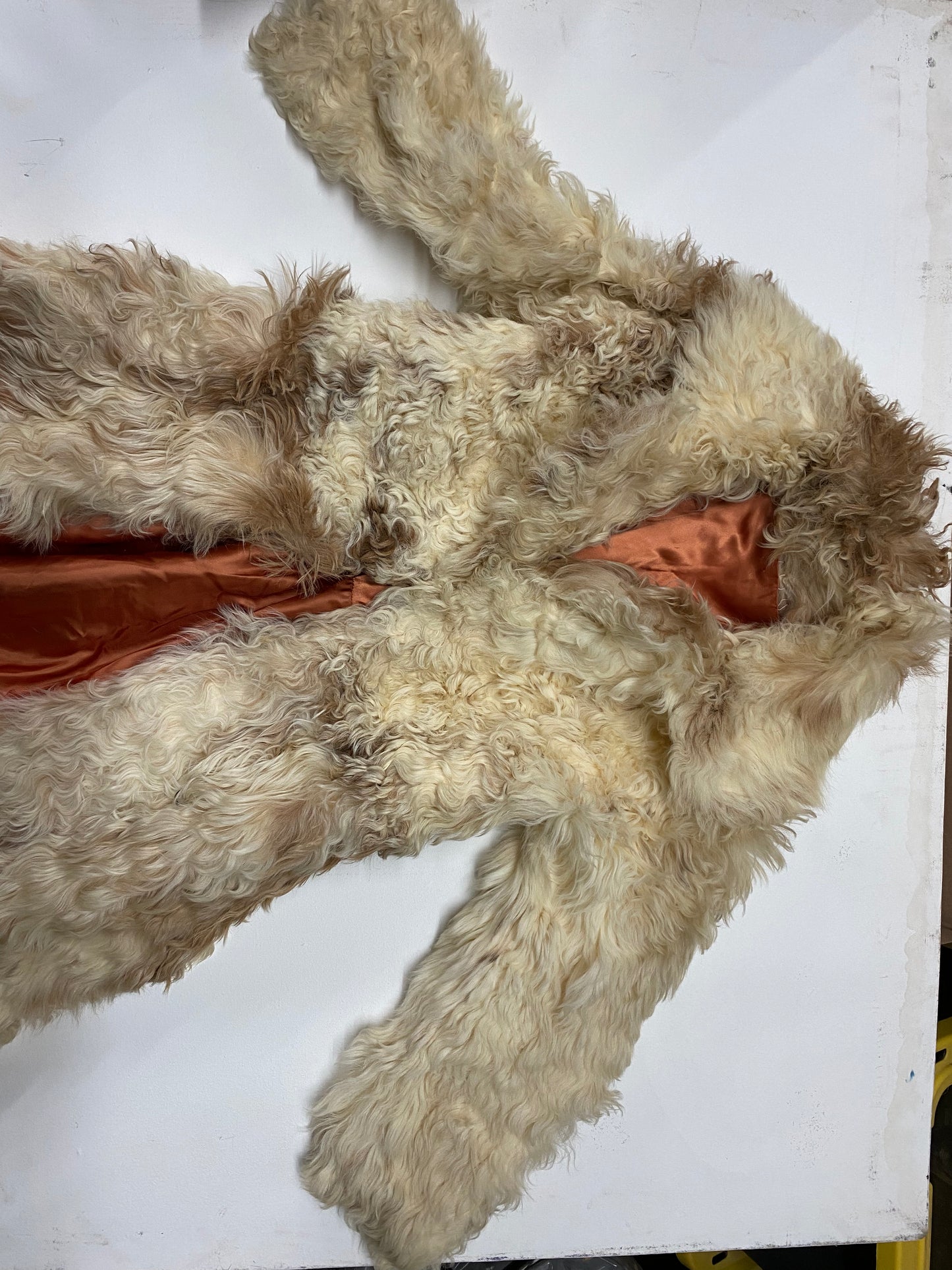 Mongolian Lamb Curly Fur Coat with Belt Size L/XL