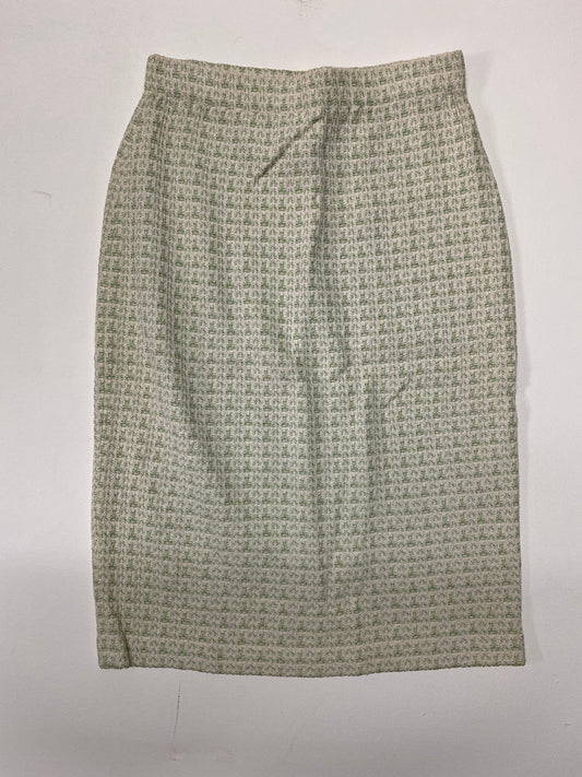 St. John Collection Green and Beige Tweed Print Skirt Size 2