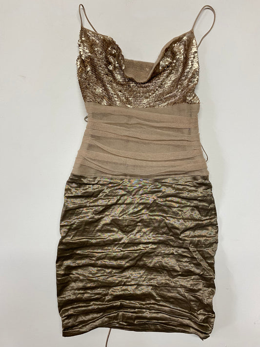 Nicole Miller Strappy Champagne Sequin Bodycon Dress Size 2
