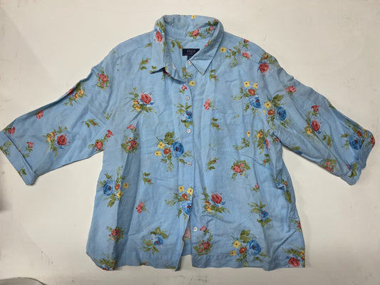 "Crazy Horse" Flower Printed Button Down, Size, XL