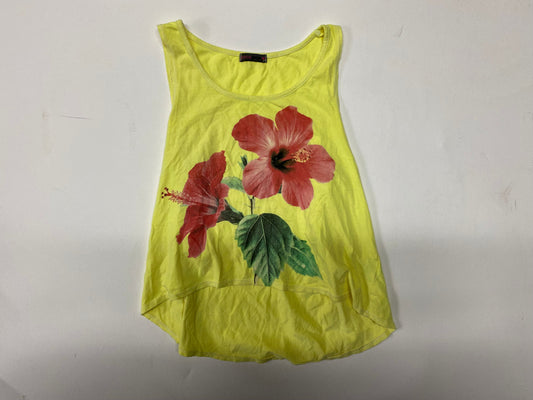 "Joyce Leslie" Neon Yellow Tank Top with Flower Print, Size S